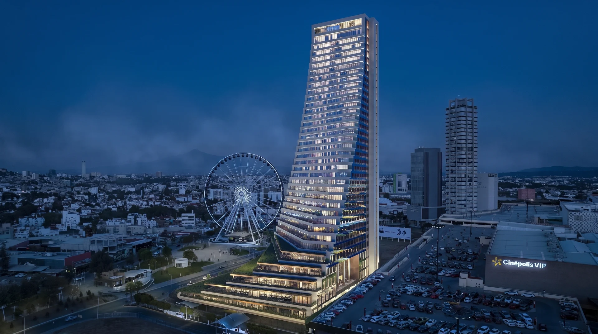 Torre Andeza al anochecer
